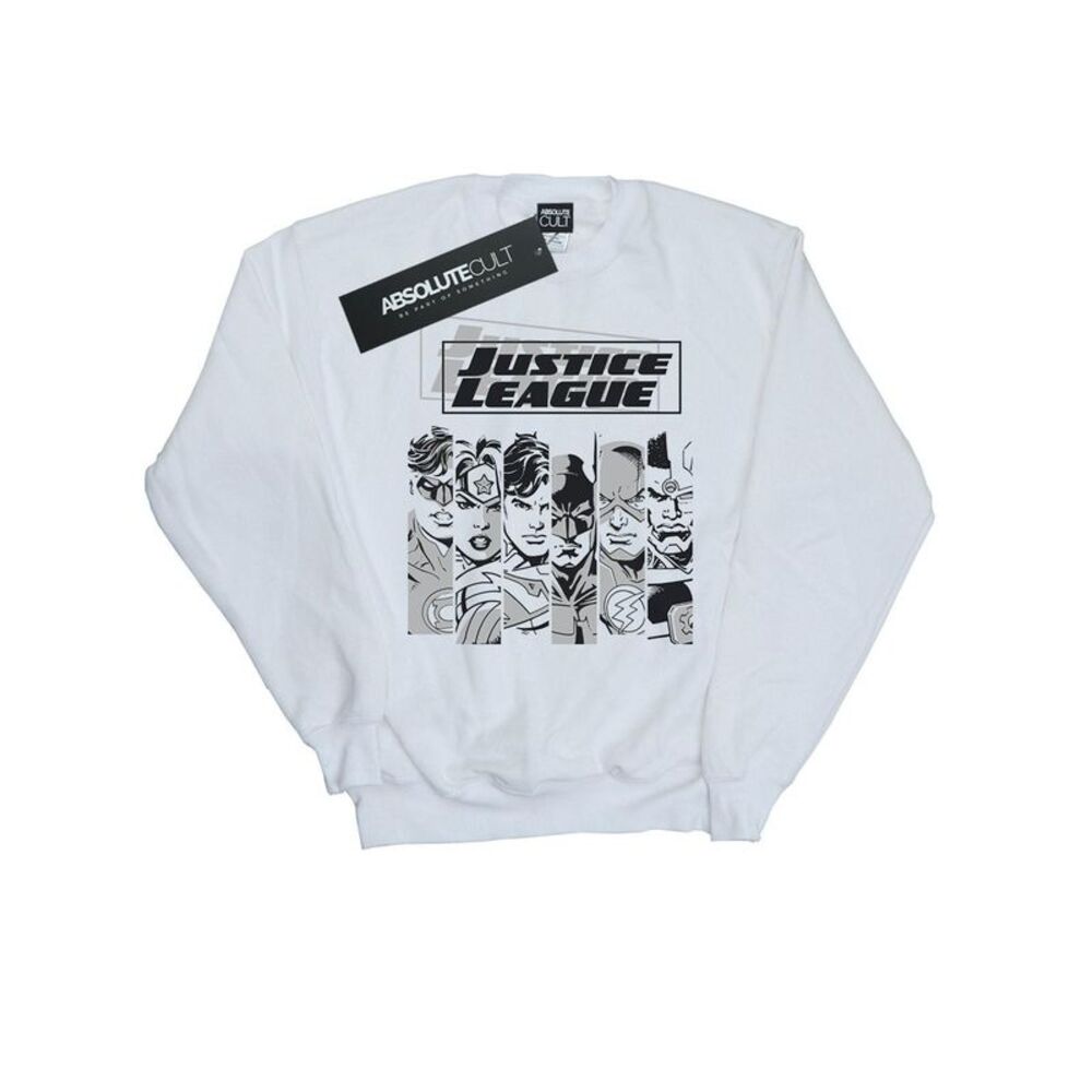 DC Comics Mens Justice League Stripes Sweatshirt / White